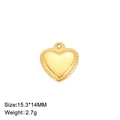 Pendentif cœur doré en acier poli avec bordure perlée, taille 15,3x14 mm et poids 2,7 g - Cœur Émaillé Bord Perlé (Style 9) - Or
