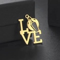 Detailed close-up of golden LOVE pendant with whistle design and mirror polished finish - Whistle Pattern Style (Style 2-Gold)