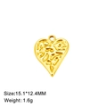 Pendentif cœur en acier inoxydable doré avec texture en relief 15x12mm - Cœur Gaufré Lave (Style 10) - Or