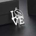 Dettaglio del ciondolo LOVE in argento con motivo rugby su scatola porta gioie nera - Stile Motivo Rugby (Stile 4-Color Acciaio)