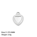 Pendentif coeur en acier argenté avec bord perlé et dimensions 11,5x8,9mm - Petit Cœur Perlé (Style 11) - Couleur Acier