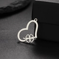 Silver hollow heart clover pendant crafted in stainless steel on black jewelry box - Hollow Heart Clover Style (Steel Color)