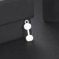 Polished silver stainless steel dumbbell pendant for gym enthusiasts on a black box - Silver Small Dumbbell (Style 6)