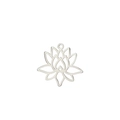 Vue détaillée du pendentif fleur de lotus ajouré en acier inoxydable argenté poli - Lotus Couleur Acier