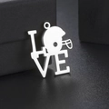 Ciondolo LOVE in acciaio inossidabile lucido con casco da football per collane fai da te - Stile Motivo Casco da Football (Stile 3-Color Acciaio)