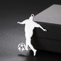 Poliertes Fußballspieler-Silhouette-Anhänger aus Edelstahl für DIY-Schmuck - Brust-Kontrollstil (Stil 2) / Stahlfarbe