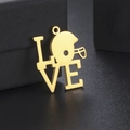 Ciondolo LOVE dorato con casco da football per collane fai-da-te e accessori creativi - Stile Motivo Casco da Football (Stile 3-Oro)