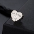 Pendentif coeur en acier inoxydable argenté avec gravure Good Luck et trèfle - Good Luck-Couleur Acier