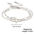 Zweilagige silberne Papierklammer-Fußkette mit Flugzeug-Anhänger für Damen - Stil 3-Doppelkette (Armband) / Stahlfarben