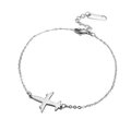 Minimalistisches silbernes Edelstahl-Fußkettchen mit Flugzeug-Anhänger und verstellbarer Kette - Stil 1-Einzelne Kette (Armband) / Stahlfarben