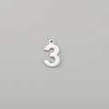 Polished stainless steel pendant featuring the number three with an integrated hanging loop - Number 3