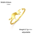 Minimalist gold cat silhouette open ring with 6.6mm width and adjustable size - Adjustable Open Size / Gold