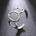 Minimalist silver-toned stainless steel open ring featuring a geometric hollow design - Adjustable Open / Steel