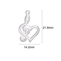 Polished silver musical treble clef heart pendant DIY accessory 21.8mm x 14.2mm - Heart Treble Clef Style