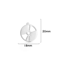 Detailed macro view of silver vinyl record charm with dimensions 18mm by 20mm - CD Disc Shape