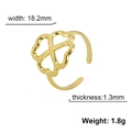 Adjustable hollow clover heart ring in gold finish with 18.2mm width and 1.3mm thickness - Gold