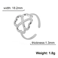 Silver stainless steel open lucky clover ring with 18.2mm width and 1.3mm thickness - Steel