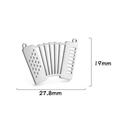 Detailed macro view of an accordion metal pendant with dimensions 27.8mm x 19mm - Accordion Shape