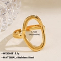 Adjustable 18K gold plated stainless steel ring with oval hollow design for women - Gold Oval Hollow Style (ZN811-070)