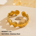 Verstellbarer goldener Edelstahlring mit elegantem Vintage Muschelstruktur Design - Goldschalen-Texturstil (ZN811-058)