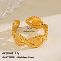 Adjustable golden stainless steel evil eye ring with bohemian style and 2.2g weight - Gold Evil Eye Style (ZN811-174)