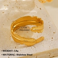 Verstellbarer Ring aus 18K vergoldetem Edelstahl in stilvollem Blatt Feder Design - Einstellbar Offen / Gold