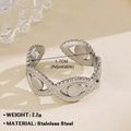 Silver stainless steel open ring with evil eye hollow pattern and beaded edge detail - Steel Evil Eye Style (ZN811-174)