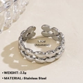 Verstellbarer silberner Edelstahlring mit doppelter ovaler Textur und 1,7cm Innendurchmesser - Stahlfarbener Ring Stil 114