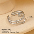 Adjustable silver snake ring in stainless steel featuring detailed scale texture - Silver Ring 137