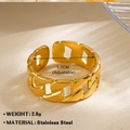 Verstellbarer goldener Edelstahl-Ring im Panzerketten-Stil für Damen mit 1,7 cm Durchmesser - Kettenglied Offener Ring / Gold
