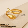 Adjustable golden snake-shaped stainless steel ring for women in French vintage style - Gold Ring 214