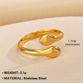 Adjustable double-headed snake ring in polished gold finish made of stainless steel - Gold Ring 224