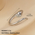 Silver stainless steel snake ring with adjustable 1.7cm band and minimalist wrap design - Silver Ring 214