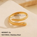 Adjustable snake ring in gold-plated stainless steel with detailed scale texture - Gold Ring 216
