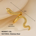 Adjustable golden snake ring in stainless steel with detailed scales and 5cm length - Gold Ring 208