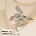 Adjustable silver snake ring in stainless steel with a unique hammered texture finish - Silver Ring 141