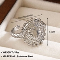 Verstellbarer Ring aus silbernem Edelstahl mit großem kreisförmigem Herzdesign - Einstellbar Offen / Silber Herz