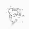 Silver hollow abstract oval adjustable stainless steel ring in vintage French style - Face Profile Design (018) / Steel