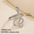 Adjustable snake ring in silver stainless steel finish with 2.3g lightweight design - Steel Color Snake Ring