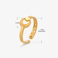 Adjustable golden stainless steel geometric ring with hollow oval and rectangle design - Geometric Ring Design (008) / Gold