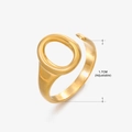 Adjustable golden stainless steel open ring with hollow oval geometric design - Oval Cutout Design (059) / Gold