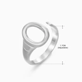 Polished silver stainless steel hollow oval ring with adjustable band for women - Oval Cutout Design (059) / Steel
