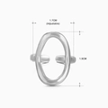 Adjustable silver stainless steel open ring with minimalist hollow oval geometric design - Irregular Oval Design (070) / Steel