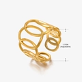 Adjustable golden stainless steel ring featuring a multi-layer hollow oval geometric design - Multi-layer Oval Design (213) / Gold