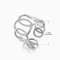 Silver hollow oval chain ring in stainless steel with 1.7cm adjustable open band design - Multi-layer Oval Design (213) / Steel