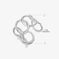 Silver interlocking chain link open ring in stainless steel with adjustable size feature - Interlocking Ring Design (246) / Steel