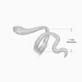 Adjustable silver snake ring in stainless steel with detailed scale texture finish - Snake Scale Texture (208) / Steel