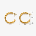 Goldene 3cm gedrehte C-Form Creolen aus Edelstahl mit 18K Vergoldung für Damen - Verdrehte Textur (449) / Gold