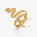Adjustable golden snake ring with textured scales and 1.7cm inner diameter design - Snake Wrap Design (141) / Gold