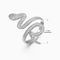 Silver adjustable snake ring in stainless steel with detailed scale texture and 1.7cm inner diameter - Snake Wrap Design (141) / Steel